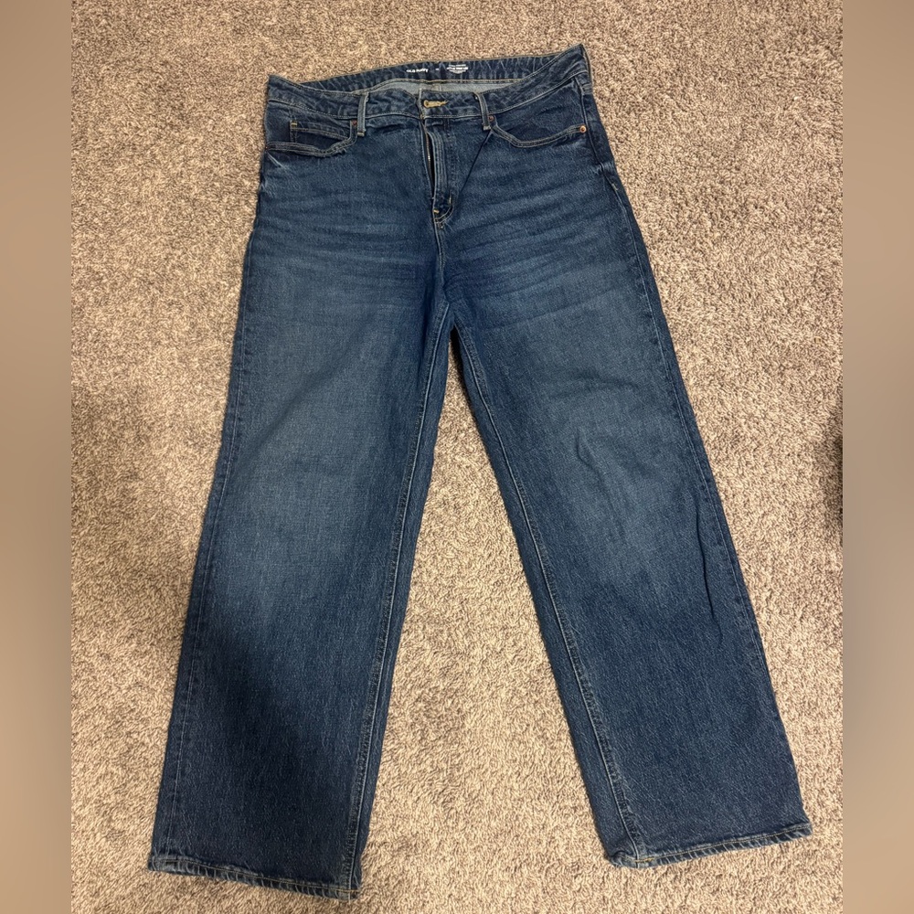 Old Navy Extra High Rise- Sky High Wide Leg Dark Blue Denim Jeans